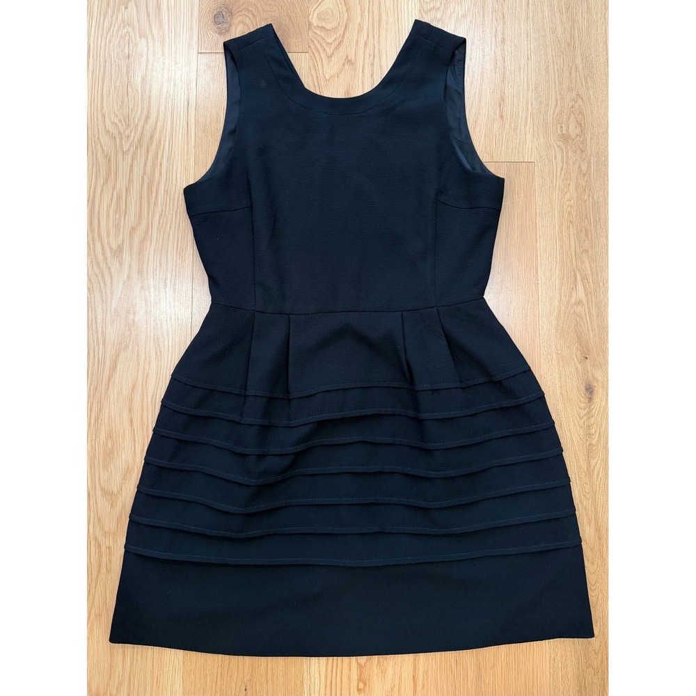 Madewell Midnight Black Tiered A-Line Fit & Flare Mini Cocktail Dress Sz 10